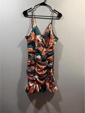 Womens SHEIN Floral Dress Size XL Green Orange